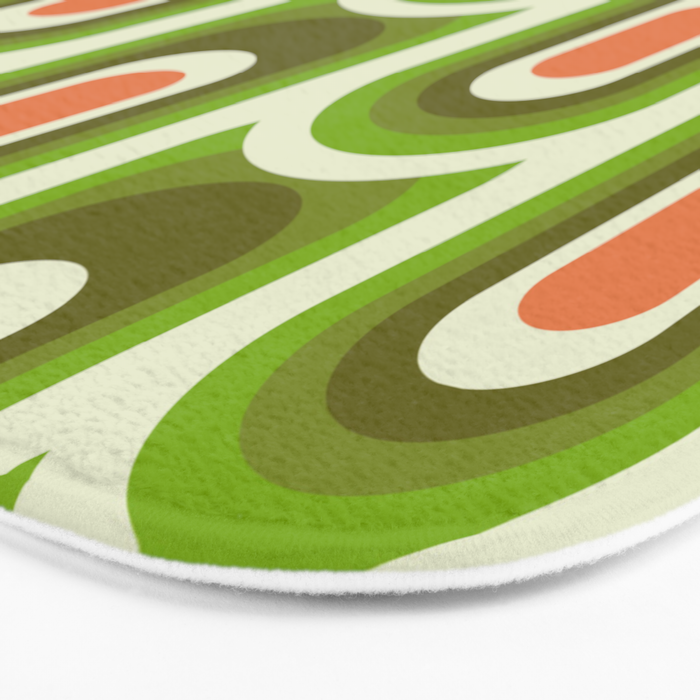 retro aesthetic 60s 70s pattern 45c green Bath Mat Gallery Image 3