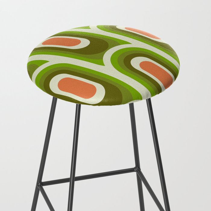 retro aesthetic 60s 70s pattern 45c green Stool Gallery Image 2