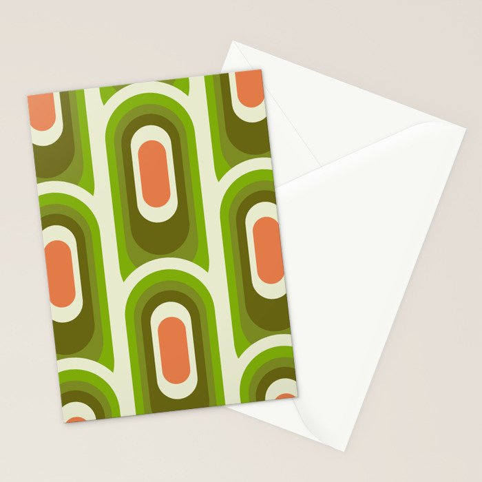 retro aesthetic 60s 70s pattern 45c green Stationery Card Gallery Image 2