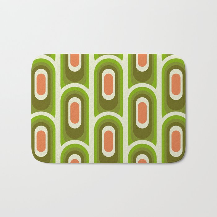 retro aesthetic 60s 70s pattern 45c green Bath Mat Gallery Image 1