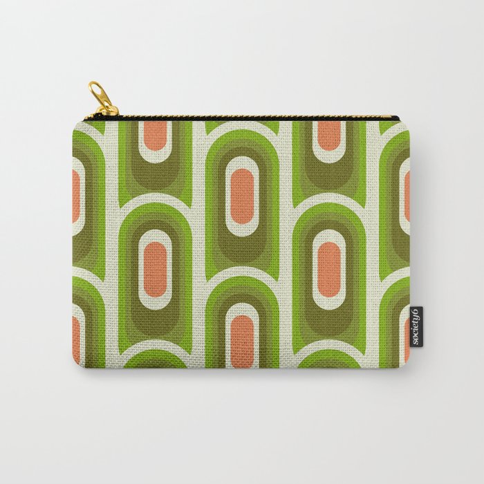 retro aesthetic 60s 70s pattern 45c green Carry All Pouch Gallery Image 1