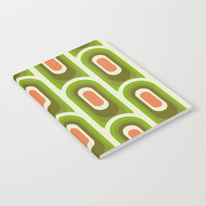retro aesthetic 60s 70s pattern 45c green Notebook Gallery Image 1