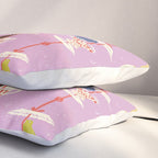 Garden Bird feeding happy pink Pillow Sham Gallery Image 3