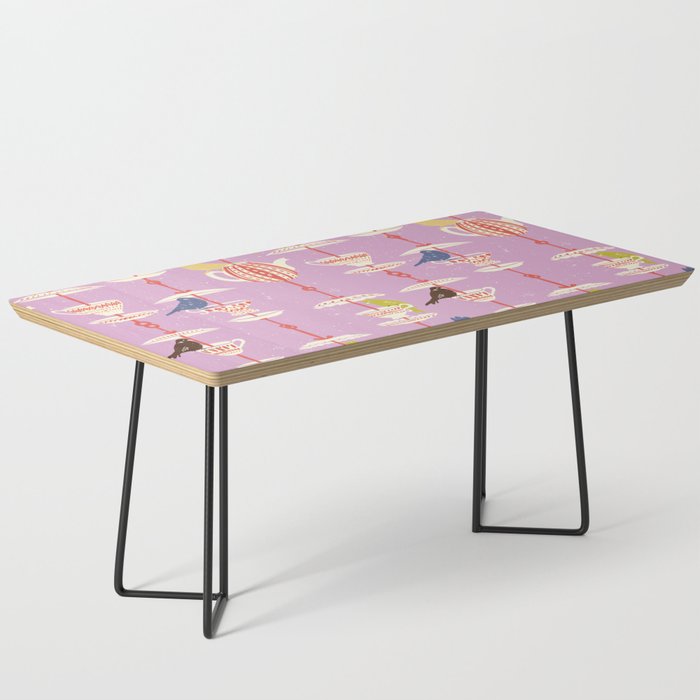 Garden Bird feeding happy pink Coffee Table Gallery Image 1