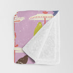 Garden Bird feeding happy pink Throw Blanket Gallery Image 3