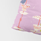 Garden Bird feeding happy pink Pillow Sham Gallery Image 4