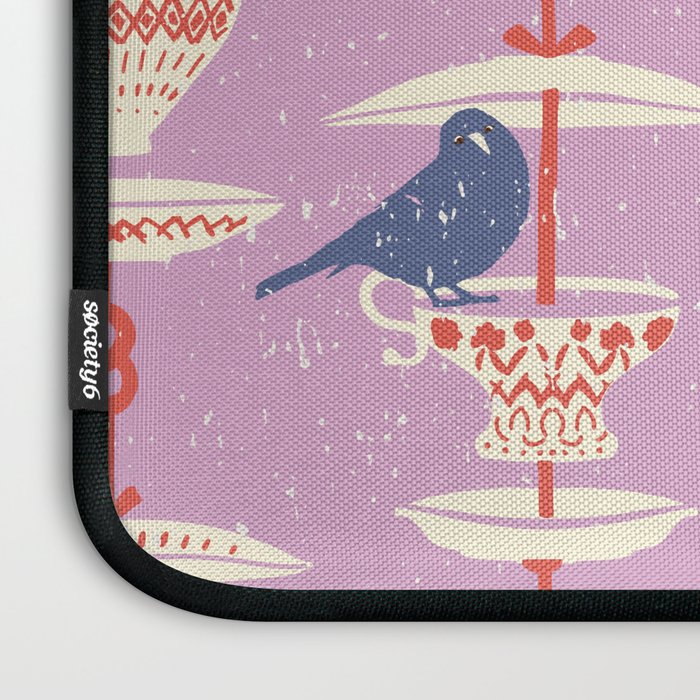 Garden Bird feeding happy pink Laptop Sleeve Gallery Image 3