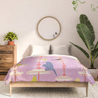 Garden Bird feeding happy pink Comforter Gallery Image 3