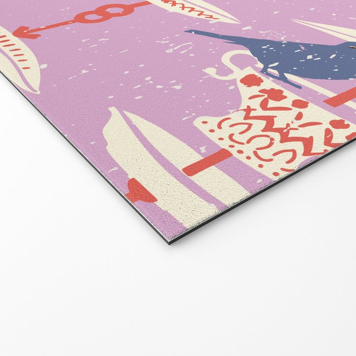 Garden Bird feeding happy pink Welcome Mat Gallery Image 2