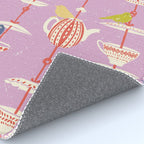 Garden Bird feeding happy pink Rug Gallery Image 4