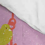 Garden Bird feeding happy pink Comforter Gallery Image 4