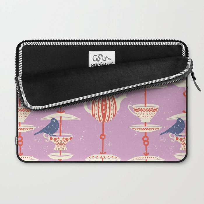 Garden Bird feeding happy pink Laptop Sleeve Gallery Image 2