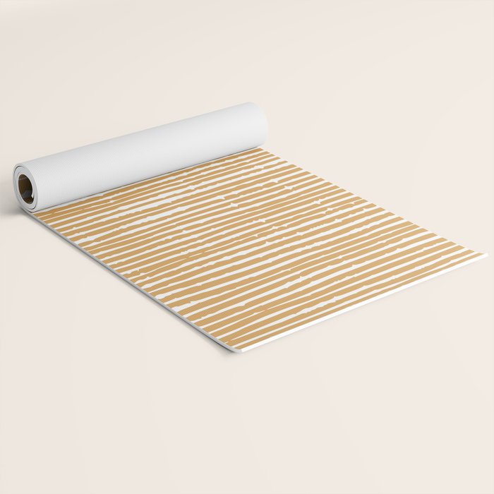 Mustard Yellow Striped Abstract Pattern Yoga Mat Gallery Image 2
