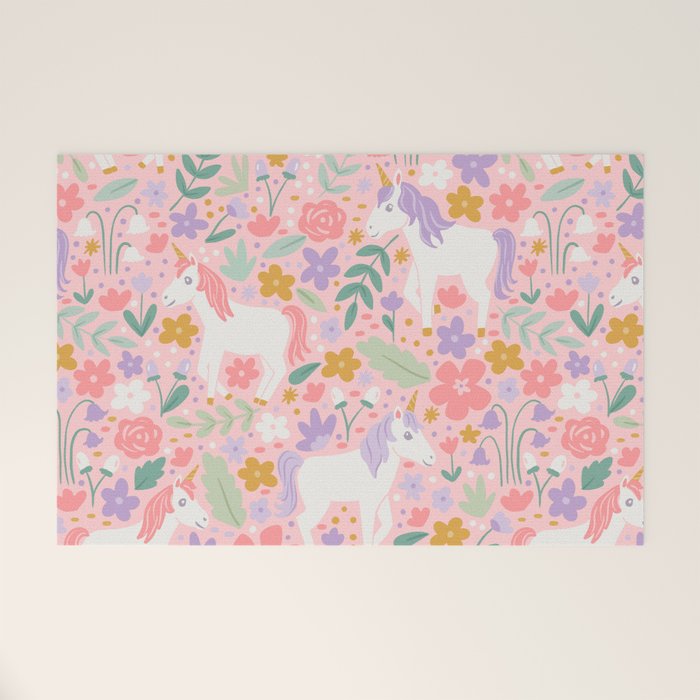 Unicorn Garden Welcome Mat Gallery Image 1