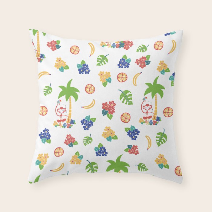 Tropical Monkey Island Throw Pillow Gallery Image 1