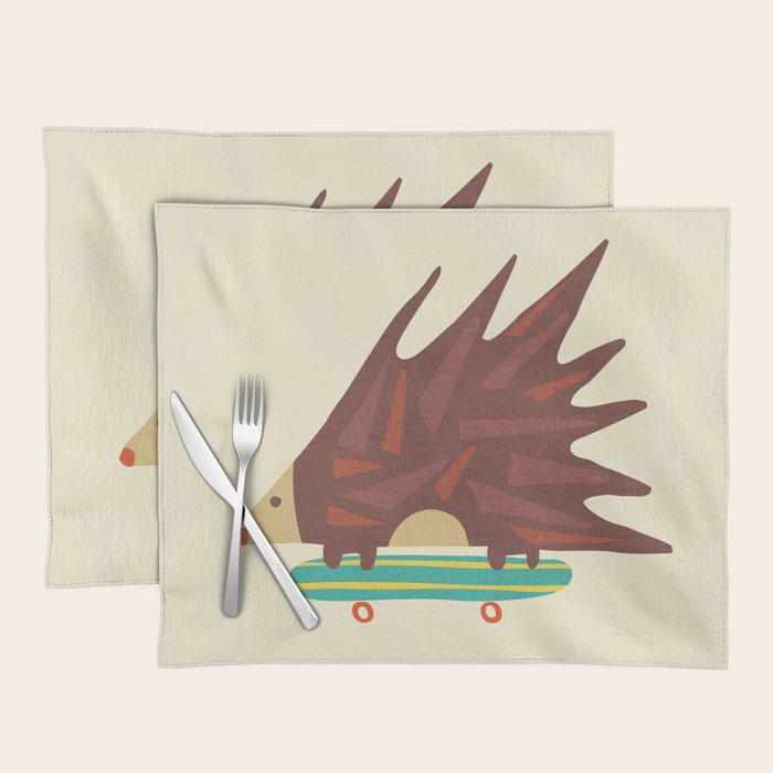 Hedgehog in hair raising speed Placemat Gallery Image 1