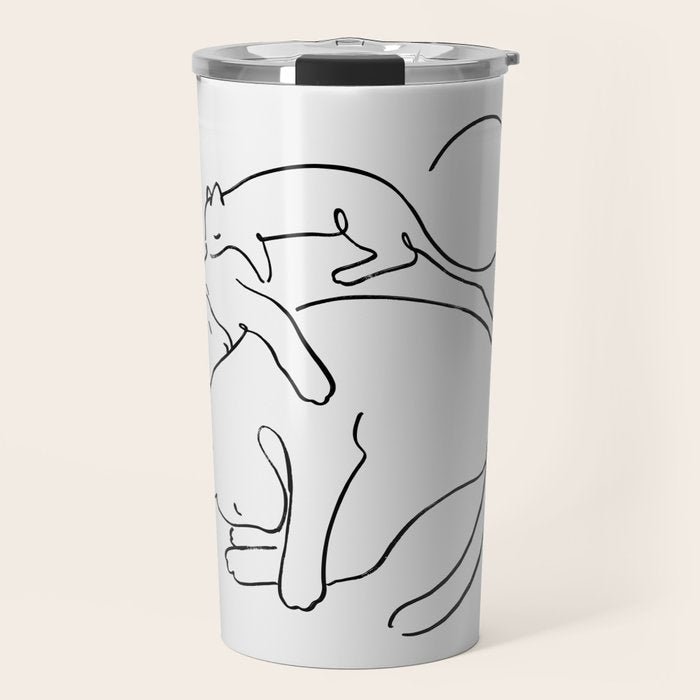Cats line art 1 Travel Mug Gallery Image 1