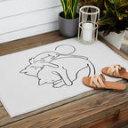 Cats line art 1 Outdoor Rug Gallery Image 2