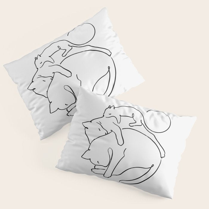 Cats line art 1 Pillow Sham Gallery Image 1