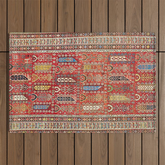 Shirvan Caucasian Antique Carpet Print Outdoor Rug Gallery Image 1