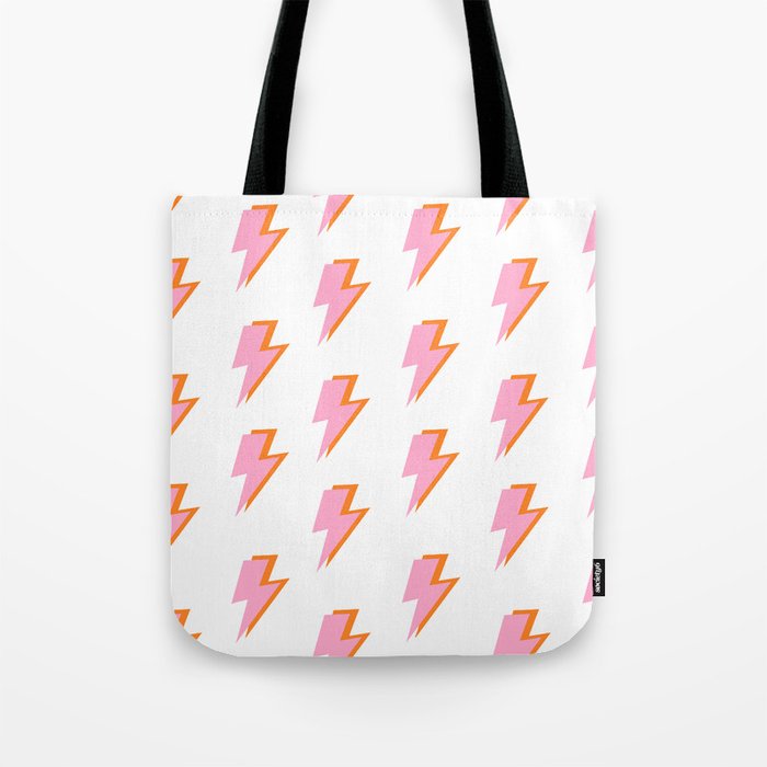 Pink and Orange Lightning Bolts Tote Bag Gallery Image 1
