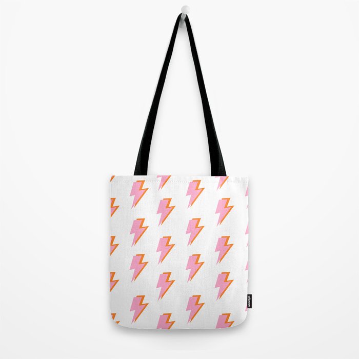 Pink and Orange Lightning Bolts Tote Bag Gallery Image 2