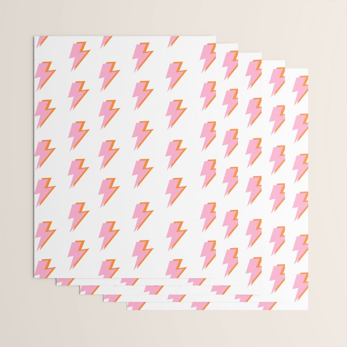 Pink and Orange Lightning Bolts Wrapping Paper Gallery Image 3