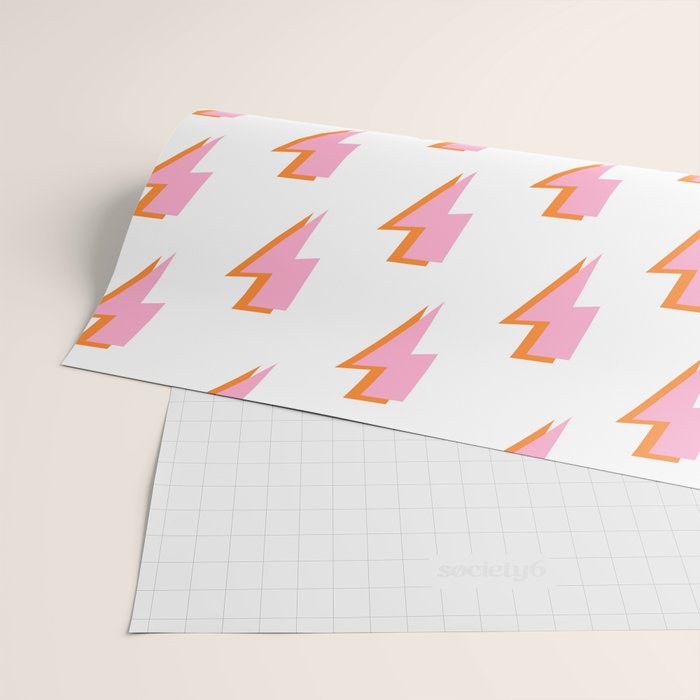 Pink and Orange Lightning Bolts Wrapping Paper Gallery Image 2