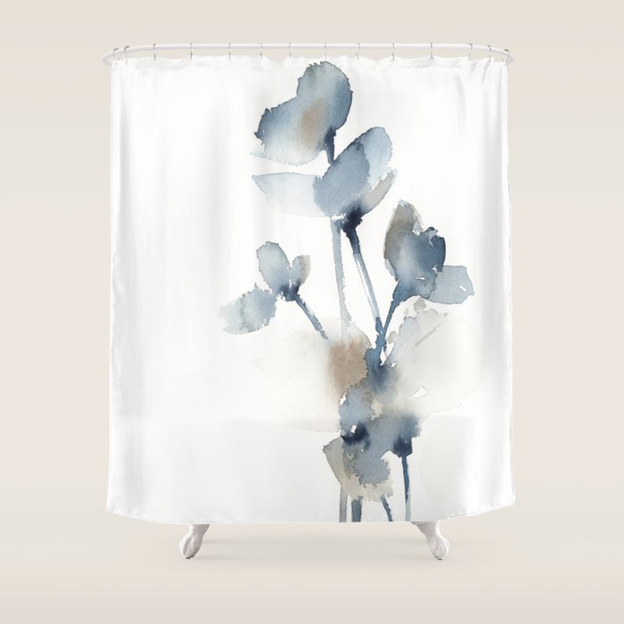 Blue grey florals Shower Curtain Gallery Image 1