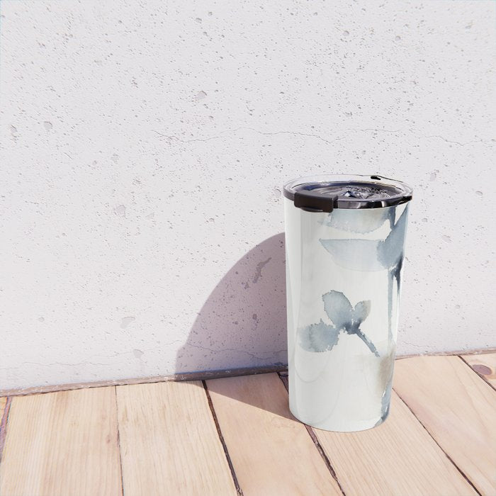 Blue grey florals Travel Mug Gallery Image 4