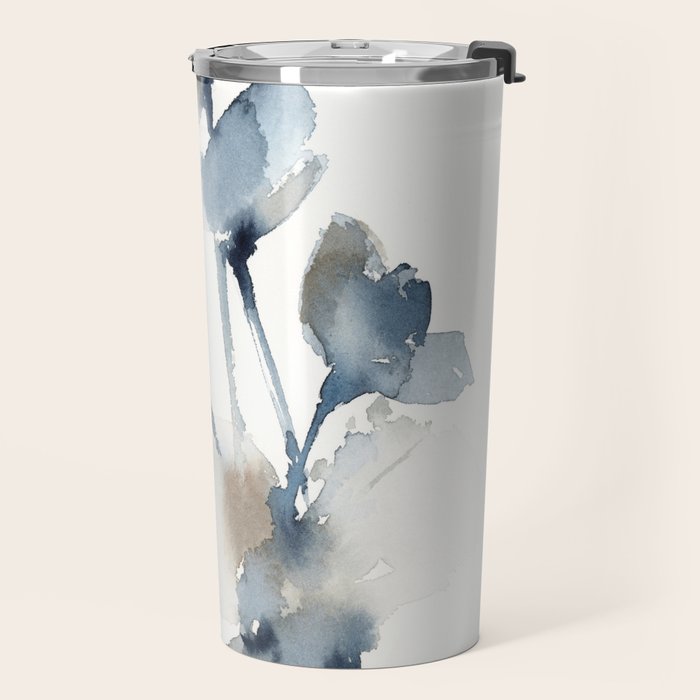 Blue grey florals Travel Mug Gallery Image 2