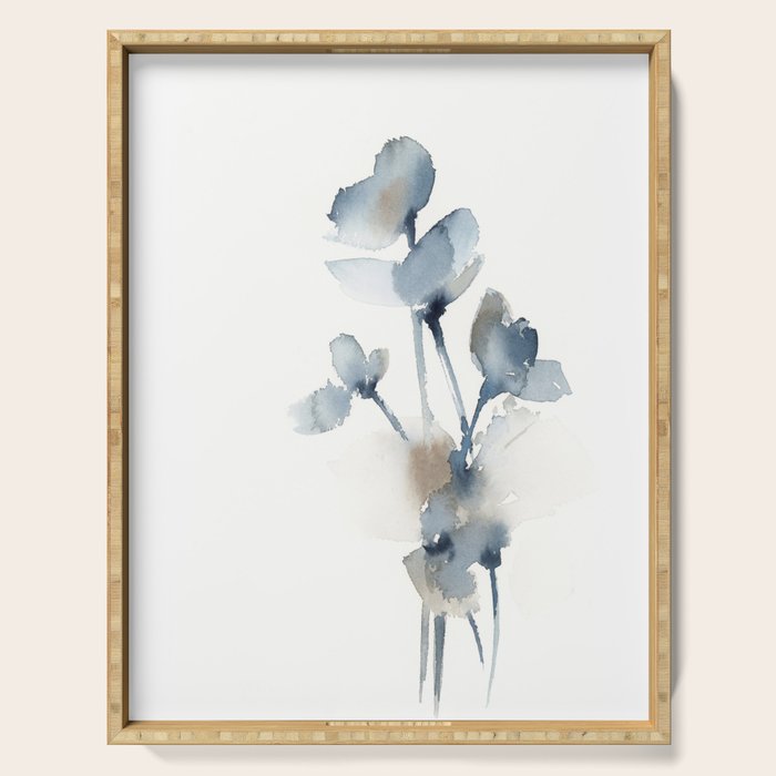 Blue grey florals Serving Tray Gallery Image 1
