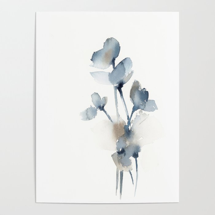Blue grey florals Poster Gallery Image 4