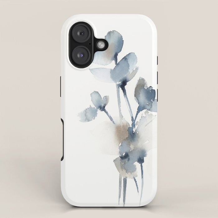 Blue grey florals iPhone Case Gallery Image 1