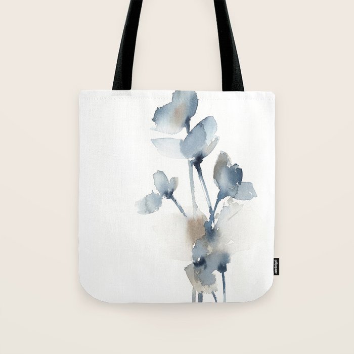 Blue grey florals Tote Bag Gallery Image 1