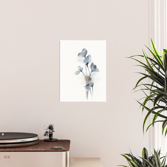 Blue grey florals Poster Gallery Image 2