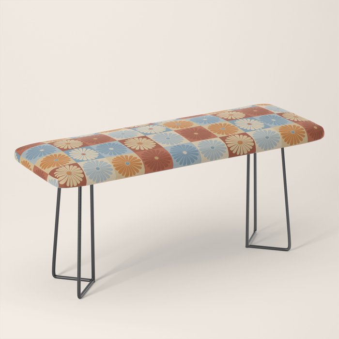 Retro Flowers Check Pattern XVIII Bench Gallery Image 1