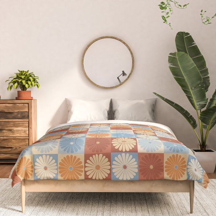 Retro Flowers Check Pattern XVIII Comforter Gallery Image 3