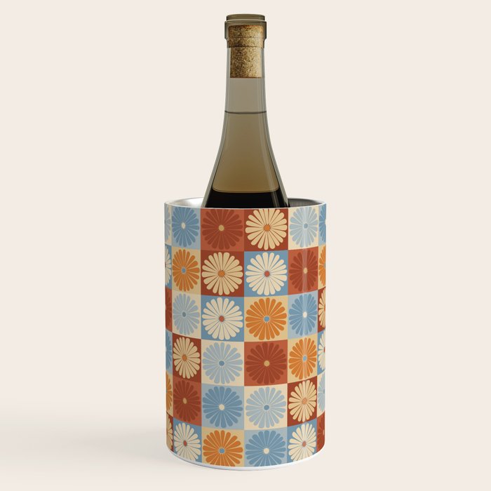 Retro Flowers Check Pattern XVIII Wine Chiller Gallery Image 1