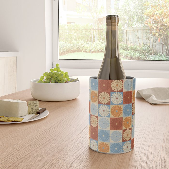 Retro Flowers Check Pattern XVIII Wine Chiller Gallery Image 4