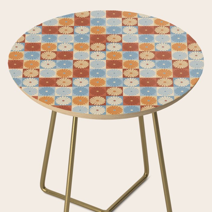 Retro Flowers Check Pattern XVIII Side Table Gallery Image 2