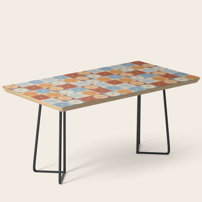 Retro Flowers Check Pattern XVIII Coffee Table Gallery Image 1