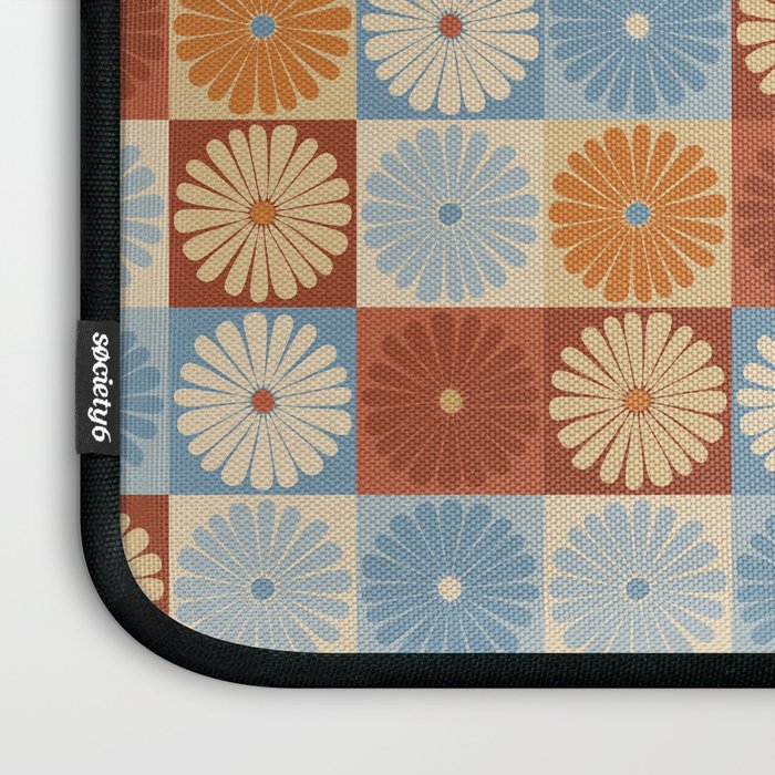Retro Flowers Check Pattern XVIII Laptop Sleeve Gallery Image 3
