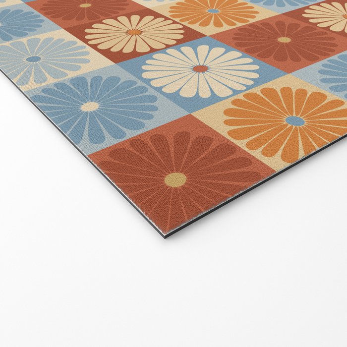 Retro Flowers Check Pattern XVIII Welcome Mat Gallery Image 2