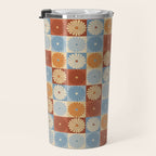 Retro Flowers Check Pattern XVIII Travel Mug Gallery Image 3