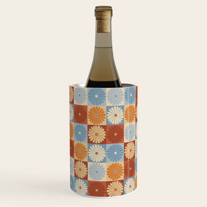 Retro Flowers Check Pattern XVIII Wine Chiller Gallery Image 3