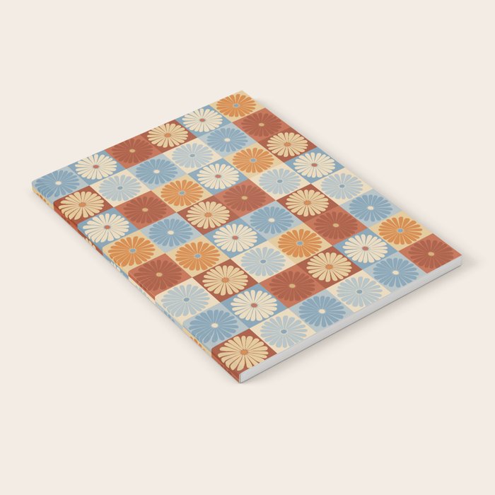 Retro Flowers Check Pattern XVIII Notebook Gallery Image 1