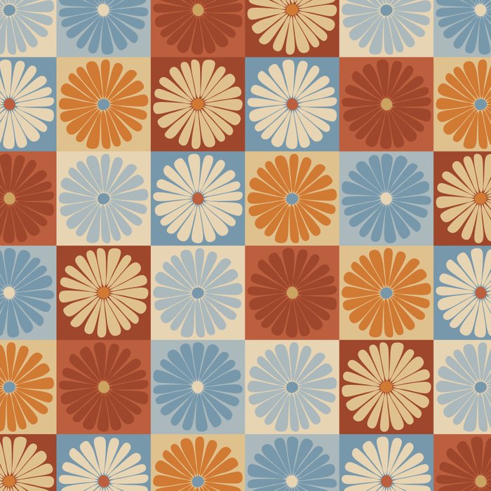 Retro Flowers Check Pattern XVIII Coffee Mug Gallery Image 2