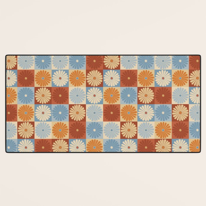 Retro Flowers Check Pattern XVIII Desk Mat Gallery Image 3