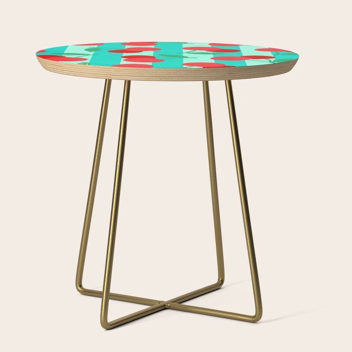 Cherry fruit market poster on aqua and turquoise stripes Side Table Gallery Image 1